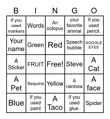 Sketchbook Bingo Card