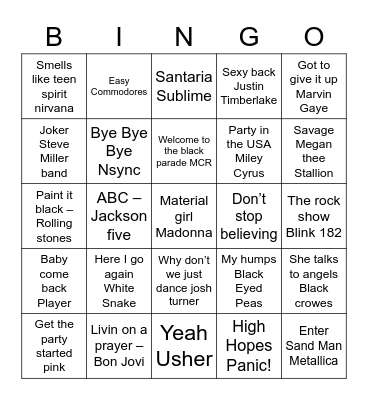 Music Bingo Card
