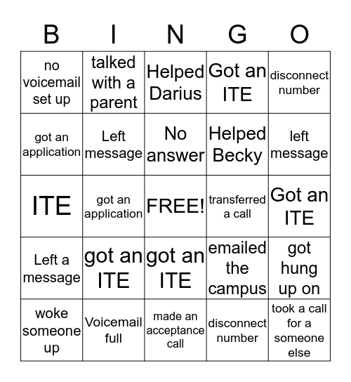 Untitled Bingo Card