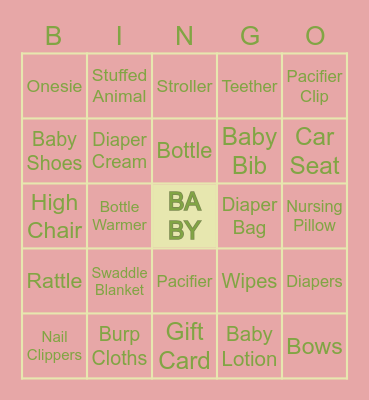 B  A  B  Y     H  A  L  L Bingo Card
