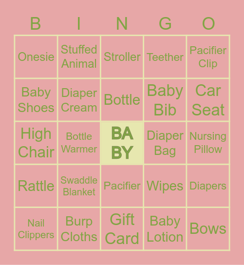 B  A  B  Y     H  A  L  L Bingo Card