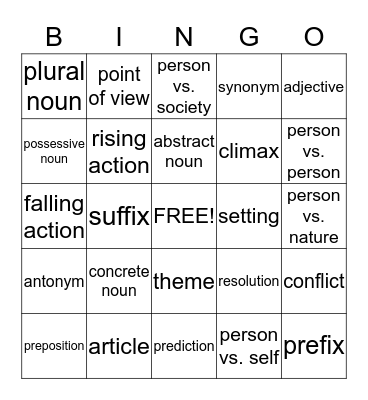 More 7th Grade Review Bingo Card