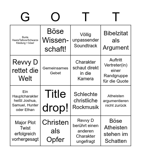 Gott lebt immer noch Bingo Card