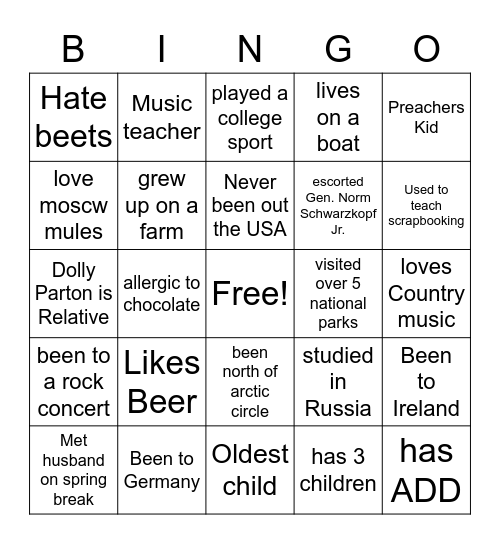 Networking Bingo Card