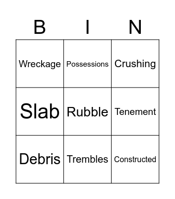 Lesson 12 Vocabulary Bingo Card