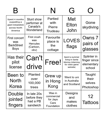 Get to Know Your Peers! Bingo Card
