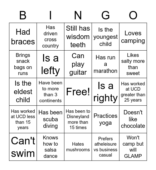 Pediatric Leadership BINGO Card