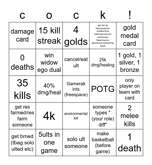 overwatch bingo Card