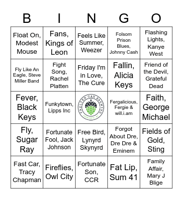 VOBingo - F Songs Bingo Card