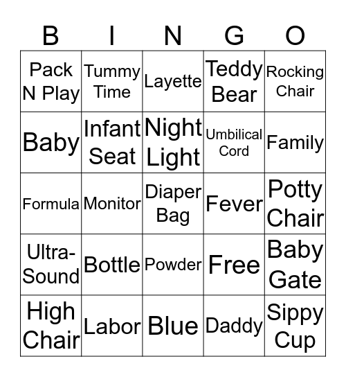 BABY SHOWER BINGO Card