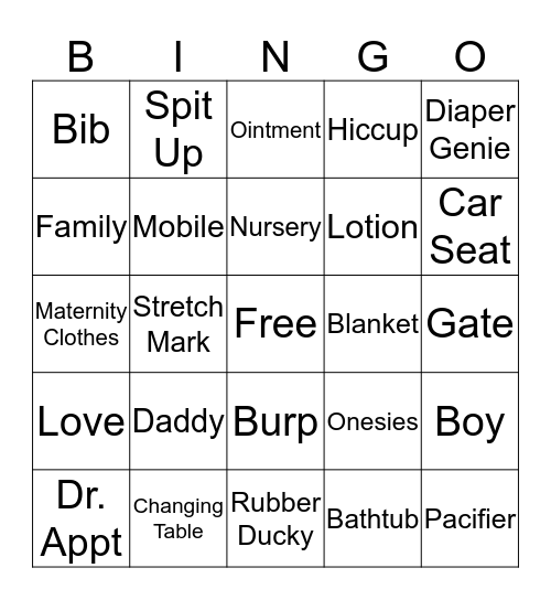 BABY SHOWER BINGO Card