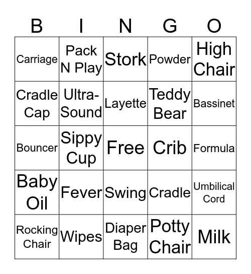 BABY SHOWER BINGO Card