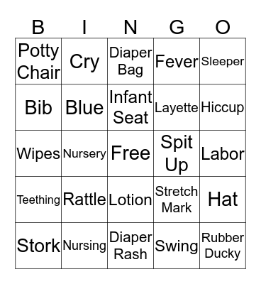 BABY SHOWER BINGO Card