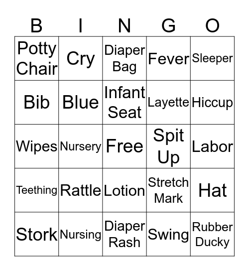 BABY SHOWER BINGO Card