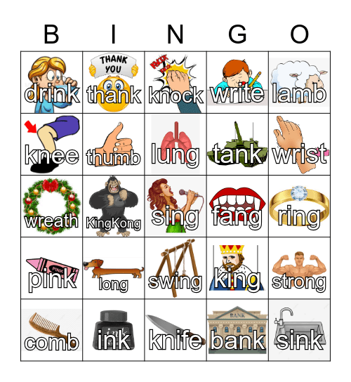 Final sound-ng, nk Bingo Card