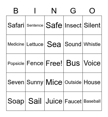 /S/ Bingo Card