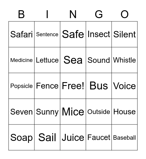 /S/ Bingo Card