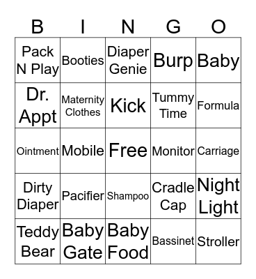 BABY SHOWER BINGO Card