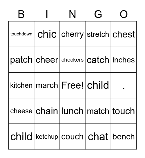 -ch Words Bingo Card