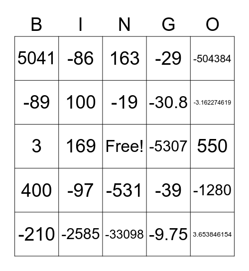 Bingo Excel 01 Bingo Card