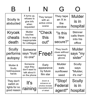 X-Files Bingo Card