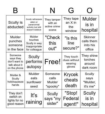 X-Files Bingo Card