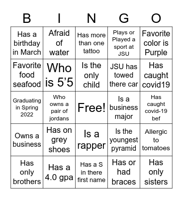 Pyramid Bingo Card