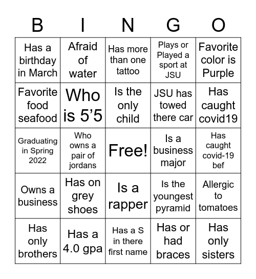 Pyramid Bingo Card