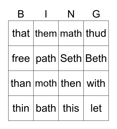 th Bingo Card