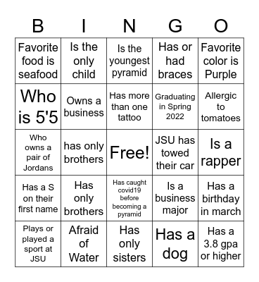 Pyramid Bingo Card