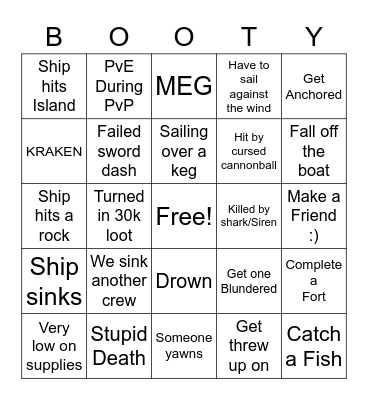 SEA OF THIEVES Bingo Card