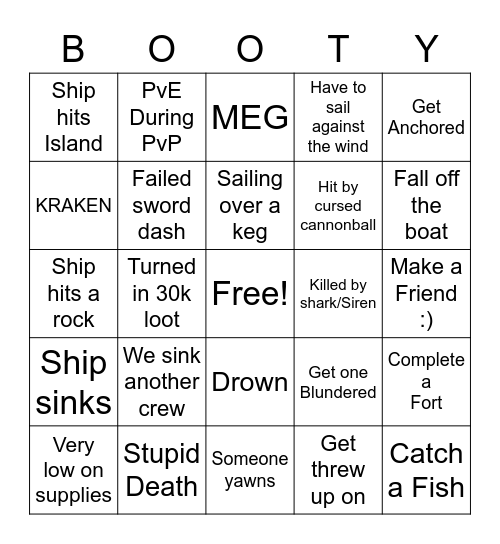 SEA OF THIEVES Bingo Card