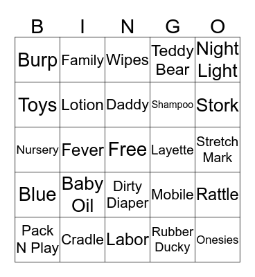 BABY SHOWER BINGO Card