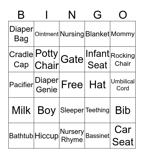 BABY SHOWER BINGO Card