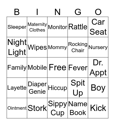 BABY SHOWER BINGO Card