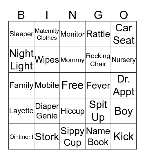 BABY SHOWER BINGO Card