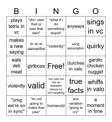 Untitled Bingo Card