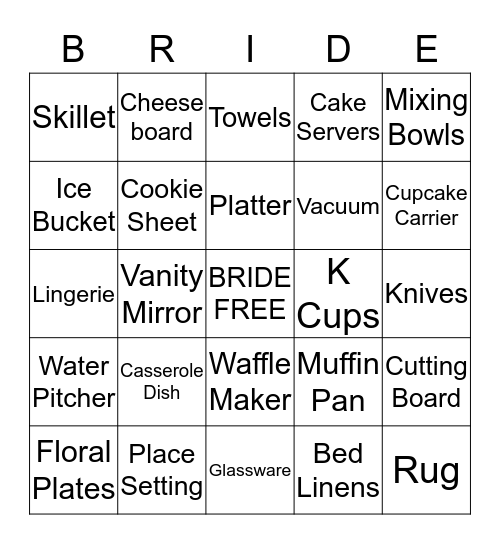 Megan's Bridal Bingo Card