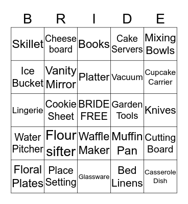 Megan's Bridal Bingo Card