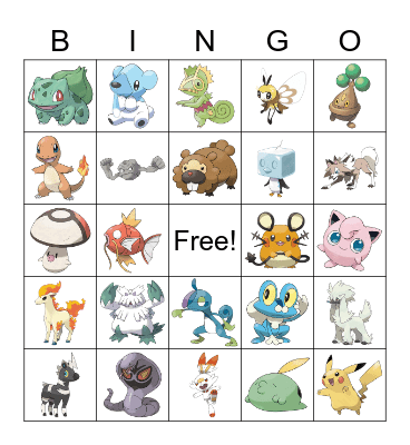 Pokemon Bingo Card