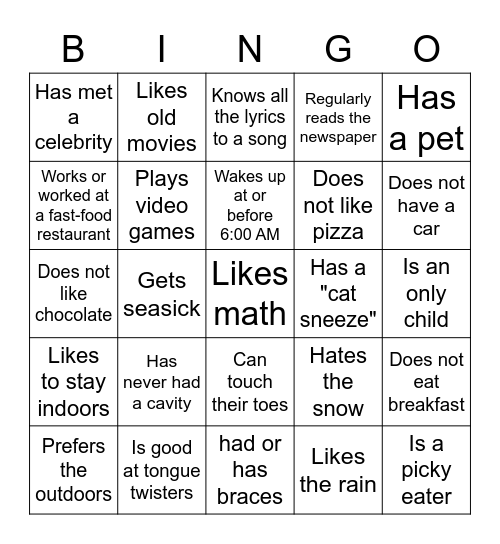 Untitled Bingo Card