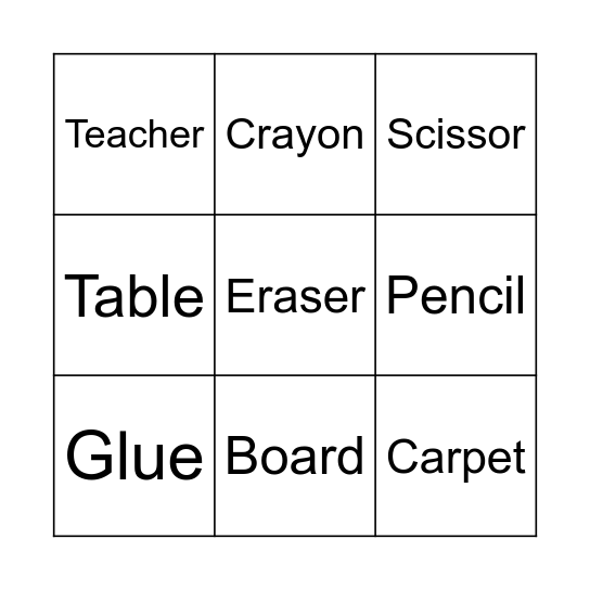 Unit Words! Bingo Card