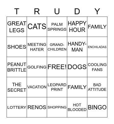 TRUDY'S RETIREMENT BINGO Card