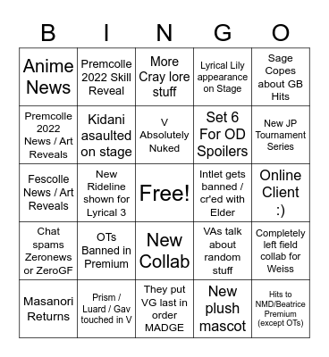 Product Stream Bingo Card