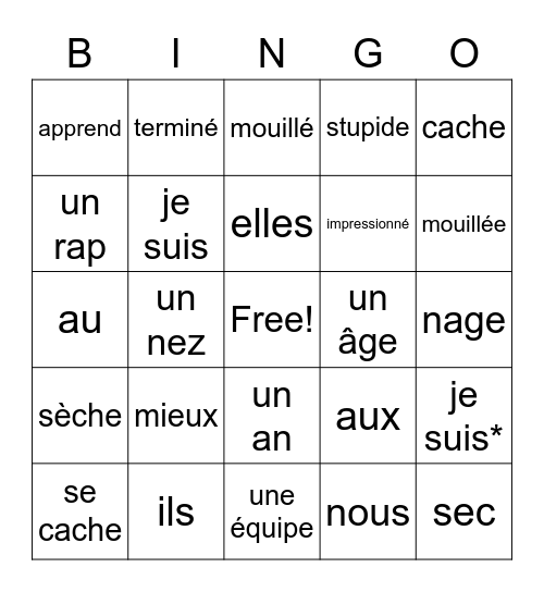 Section A-1- Louis la grenouille Bingo Card
