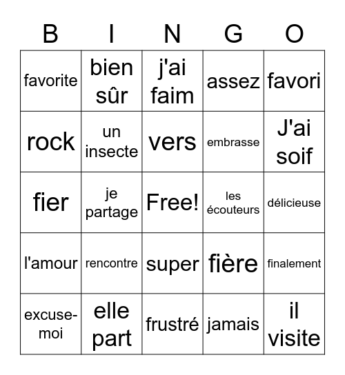 Section A-4- Louis la grenouille Bingo Card