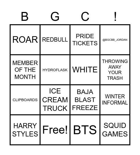 BINGO: BGC EDITION Bingo Card