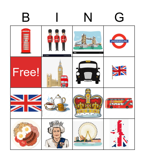 England Bingo Card