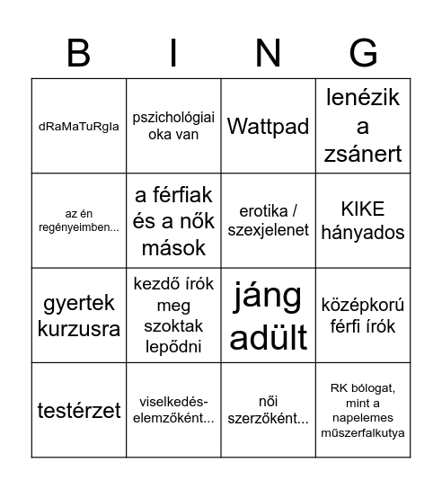 KMK bingó Bingo Card