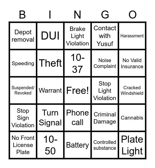 Night Shift 1 Bingo Card